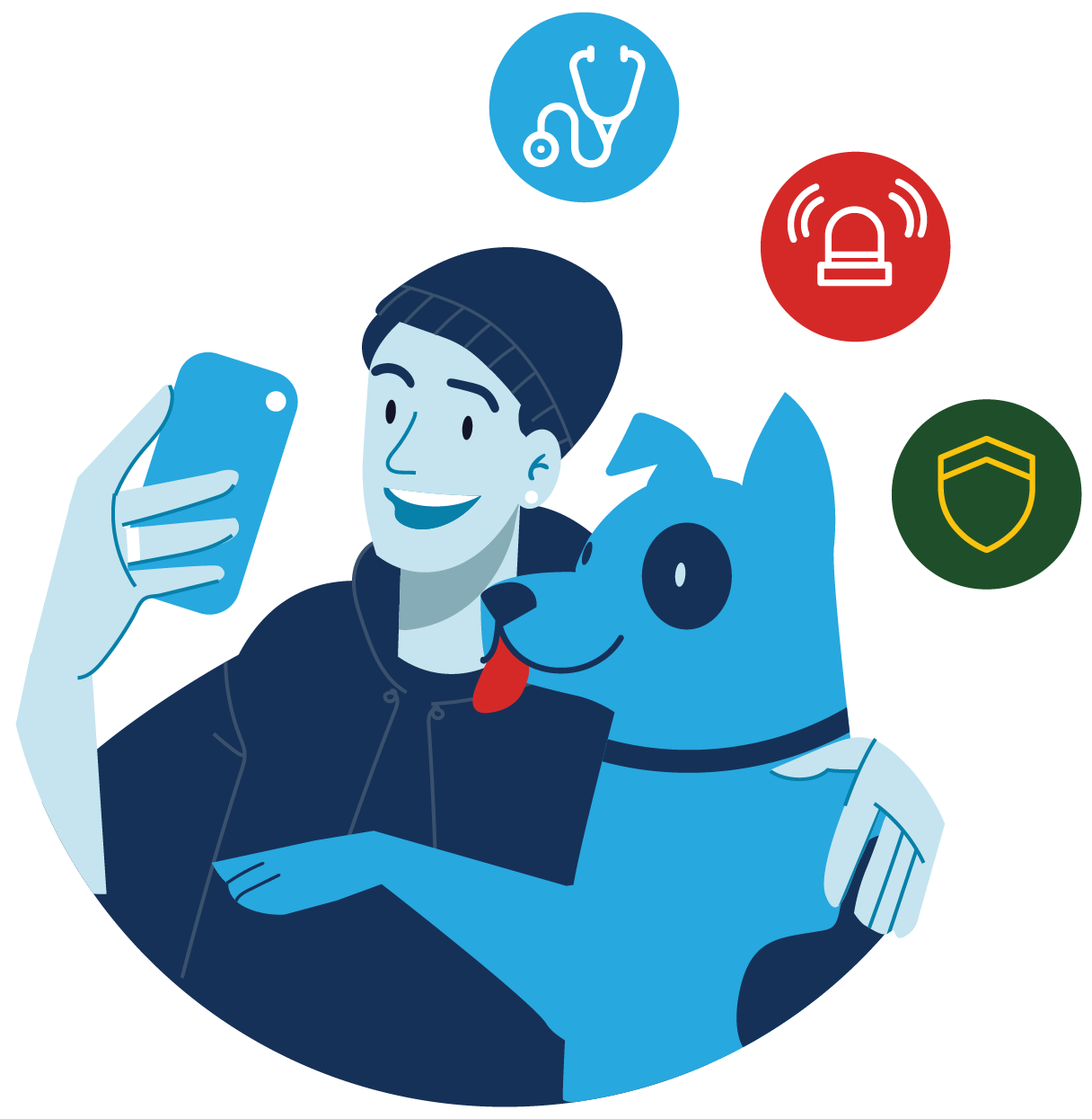 Persona con perro tomandose una selfie